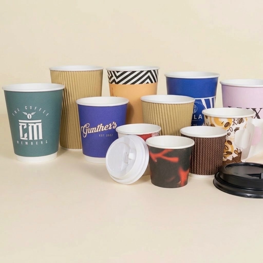 Custom branded coffee cups lineup